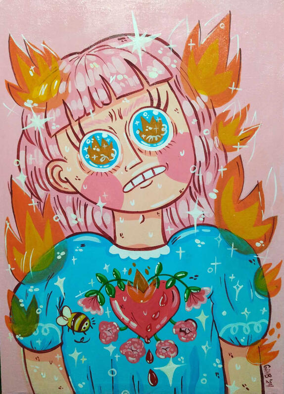 "You Cannot Burn The Witch Away" 2024. An entry for MeatSpace's "Mother's Daughter" exhibit on Pasay, this work was done on 18x24 inches, Acrylic on Canvas. Babae ka, hindi babae 'lang'.