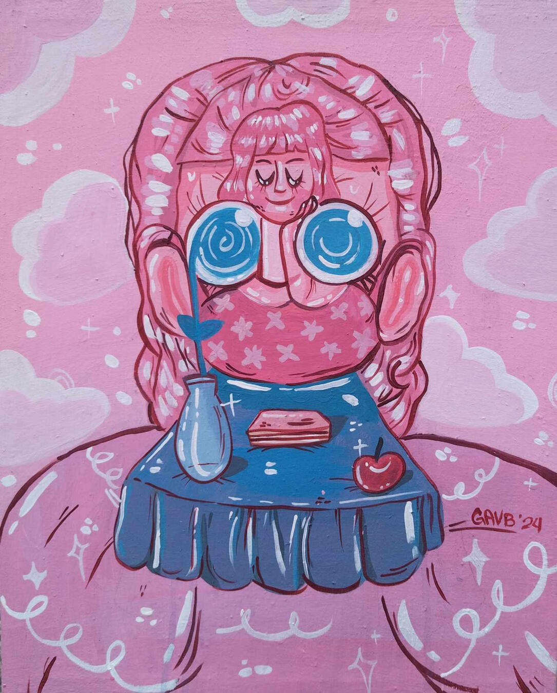 "Mask On" is an Acrylic on Canvas, 16x20 inches painting that served as a personal plate for my Advanced Visual Studies 2 course. It showcases a Figure-Ground technique.