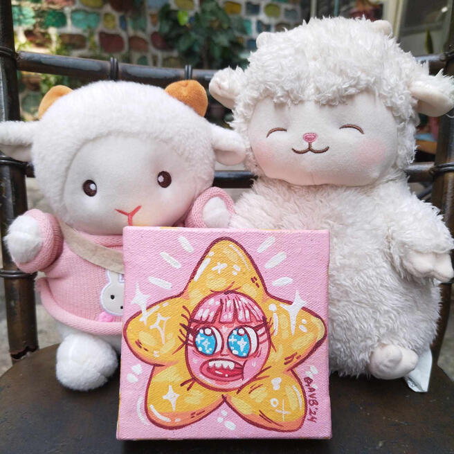 "Mini Starshine" is a 2024 work entry for Very Good Gallery's Singkuhan 2! It's the tiniest Acrylic on Canvas I've done so far. 5x5 inches!