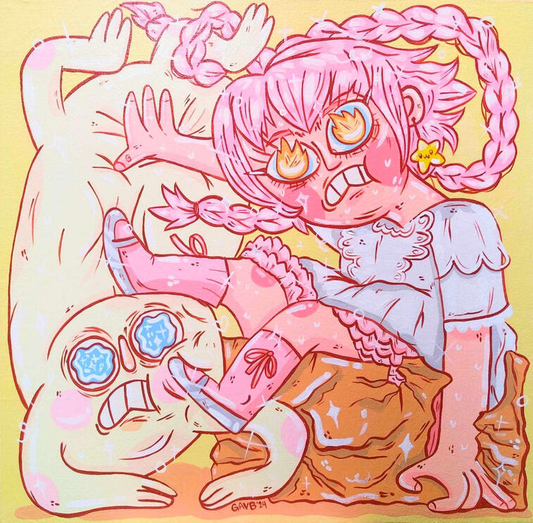 Pushed Myself Into A Box (I'm Done). 2024, acrylic on canvas, the second piece I did for "The Manila'Bang! Show 2024 as a New Wave artist. Inspired by Melanie Martinez's 'The Contortionist'.